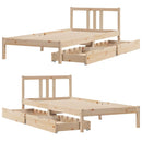sengeramme uden madras 75x190 cm massivt fyrretræ
