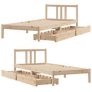 sengeramme uden madras 90x190 cm massivt fyrretræ