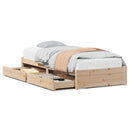 sengeramme uden madras 75x190 cm massivt fyrretræ
