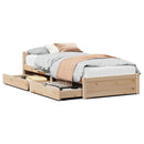sengeramme uden madras 75x190 cm massivt fyrretræ