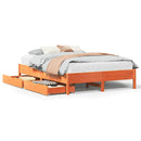 sengeramme uden madras 135x190 cm massivt fyrretræ brun