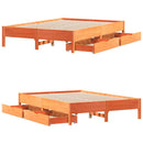 sengeramme uden madras 135x190 cm massivt fyrretræ brun