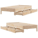 sengeramme uden madras 75x190 cm massivt fyrretræ