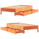 sengeramme uden madras 75x190 cm massivt fyrretræ gyldenbrun