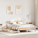 sengeramme uden madras 135x190 cm massivt fyrretræ hvid
