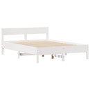 sengeramme uden madras 135x190 cm massivt fyrretræ hvid