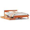 sengeramme uden madras 135x190 cm massivt fyrretræ brun