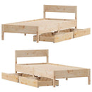 sengeramme uden madras 75x190 cm massivt fyrretræ