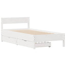 sengeramme uden madras 75x190 cm massivt fyrretræ hvid