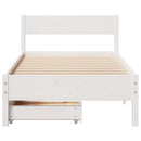 sengeramme uden madras 75x190 cm massivt fyrretræ hvid