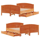 sengeramme uden madras 135x190 cm massivt fyrretræ brun