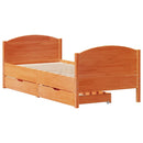 sengeramme uden madras 75x190 cm massivt fyrretræ gyldenbrun