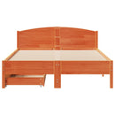 sengeramme uden madras 135x190 cm massivt fyrretræ brun