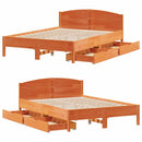 sengeramme uden madras 135x190 cm massivt fyrretræ brun