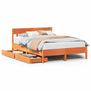 sengeramme uden madras 135x190 cm massivt fyrretræ brun
