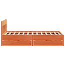 sengeramme uden madras 135x190 cm massivt fyrretræ brun