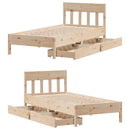 sengeramme uden madras 75x190 cm massivt fyrretræ