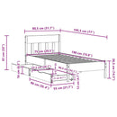 sengeramme uden madras 75x190 cm massivt fyrretræ hvid