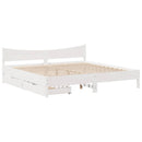 sengeramme med skuffer 200x200 cm massivt fyrretræ hvid