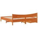 sengeramme med skuffer 200x200 cm massivt fyrretræ gyldenbrun
