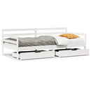 daybed med skuffer 90x190 cm massivt fyrretræ hvid
