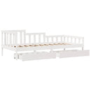 daybed med skuffer 80x200 cm massivt fyrretræ hvid
