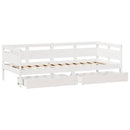 daybed med skuffer 90x190 cm massivt fyrretræ hvid
