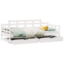 daybed med skuffer 80x200 cm massivt fyrretræ hvid