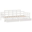 daybed med skuffer 80x200 cm massivt fyrretræ hvid