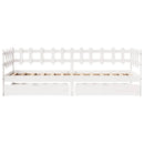 daybed med skuffer 90x200 cm massivt fyrretræ hvid