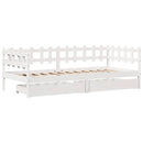 daybed med skuffer 90x190 cm massivt fyrretræ hvid