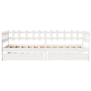 daybed med skuffer 90x190 cm massivt fyrretræ hvid