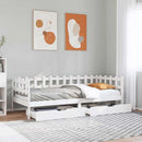 daybed med skuffer 90x190 cm massivt fyrretræ hvid