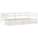 daybed med skuffer 80x200 cm massivt fyrretræ hvid