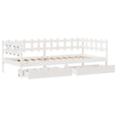 daybed med skuffer 80x200 cm massivt fyrretræ hvid