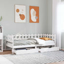 daybed med skuffer 80x200 cm massivt fyrretræ hvid