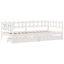 daybed med skuffer 90x200 cm massivt fyrretræ hvid