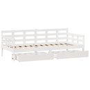 daybed med skuffer 80x200 cm massivt fyrretræ hvid