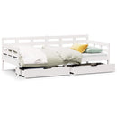 daybed med skuffer 90x190 cm massivt fyrretræ hvid