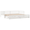daybed med skuffer 90x200 cm massivt fyrretræ hvid