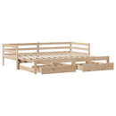 daybed med udtræk og skuffer uden madras 90x190 cm