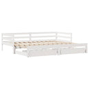 daybed med udtræk og skuffer uden madras 90x190 cm hvid