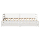 daybed med udtræk og skuffer uden madras 90x190 cm hvid