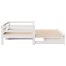 daybed med udtræk og skuffer uden madras 90x190 cm hvid