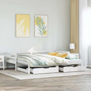 daybed med udtræk og skuffer uden madras 90x190 cm hvid