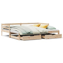 daybed med udtræk og skuffer uden madras 80x200 cm