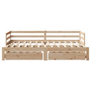 daybed med udtræk og skuffer uden madras 80x200 cm