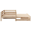 daybed med udtræk og skuffer uden madras 80x200 cm