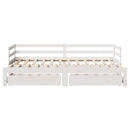 daybed med udtræk og skuffer uden madras 80x200 cm hvid