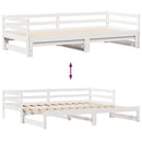 daybed med udtræk og skuffer uden madras 80x200 cm hvid